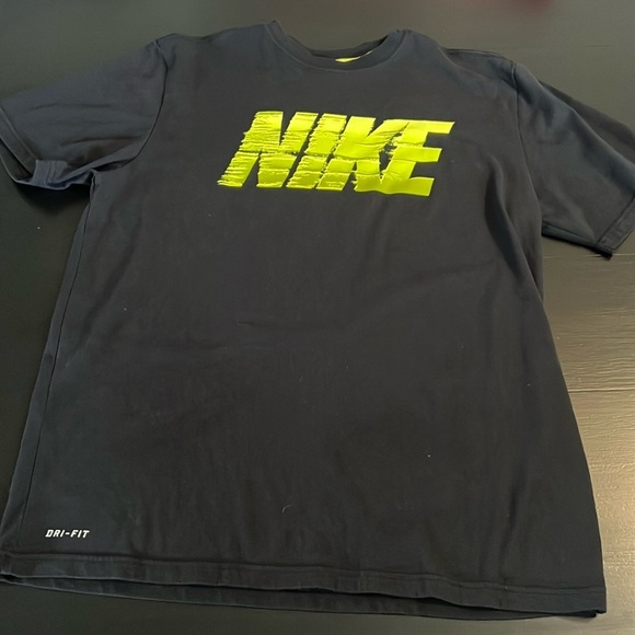Nike Dri-FIT Black T-Shirt with Neon Logo - Picture 1 of 6